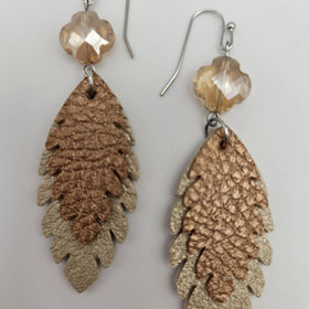 Gold and Bronze Leave Earrings